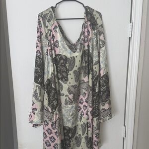 ASOS Curve Paisley Print Mini Dress - Pink, Black, Cream